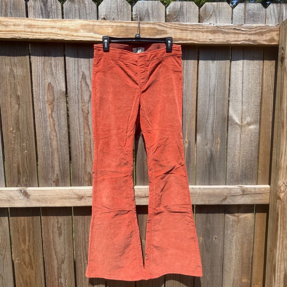 Free People We The Free Corduroy Flare Pants Rust Orange Bell Bottoms Size 28